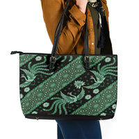 Indonesia Batik Pattern Leather Tote Bag Green Version LT01 - Polynesian Pride
