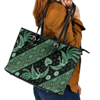 Indonesia Batik Pattern Leather Tote Bag Green Version LT01 - Polynesian Pride