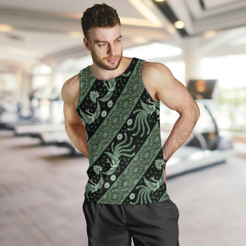 Indonesia Batik Pattern Men Tank Top Green Version LT01 Green - Polynesian Pride