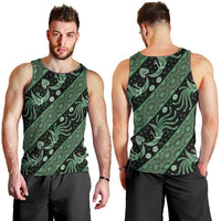Indonesia Batik Pattern Men Tank Top Green Version LT01 - Polynesian Pride