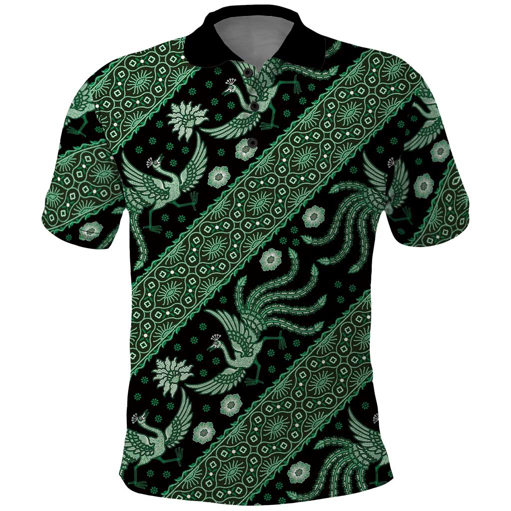 Indonesia Batik Pattern Polo Shirt Green Version LT01 Green - Polynesian Pride