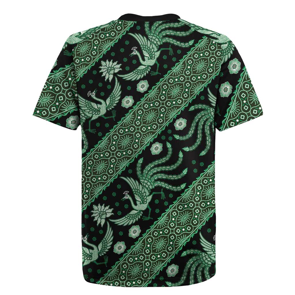 Indonesia Batik Pattern Rugby Jersey Green Version LT01 - Polynesian Pride