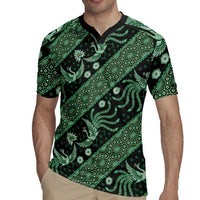 Indonesia Batik Pattern Rugby Jersey Green Version LT01 - Polynesian Pride