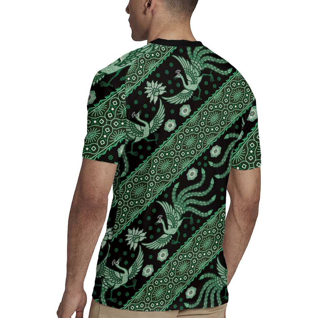 Indonesia Batik Pattern Rugby Jersey Green Version LT01 - Polynesian Pride