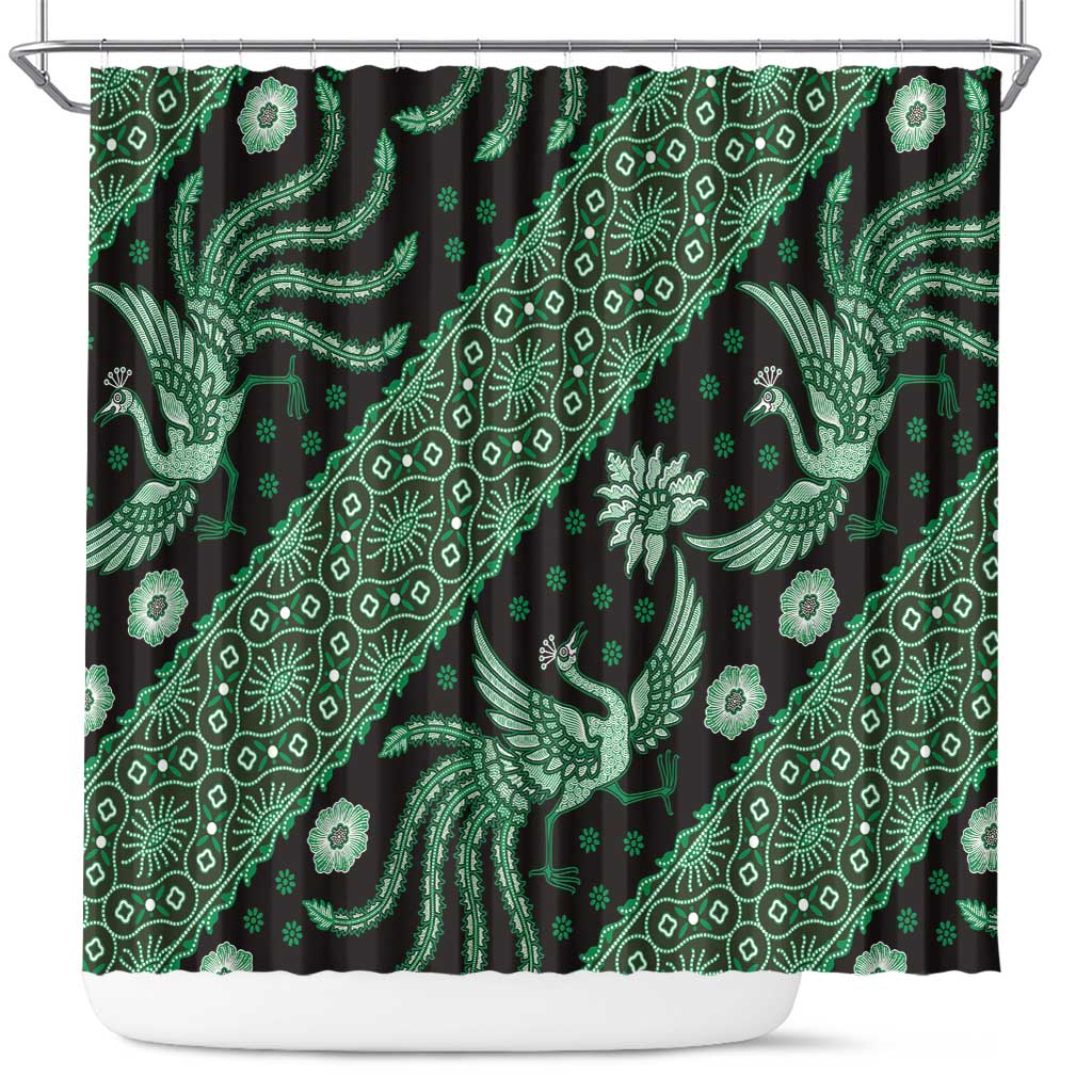 Indonesia Batik Pattern Shower Curtain Green Version