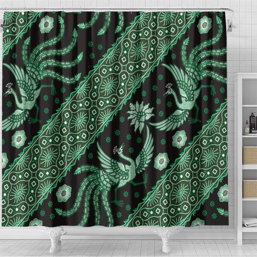Indonesia Batik Pattern Shower Curtain Green Version LT01 - Polynesian Pride