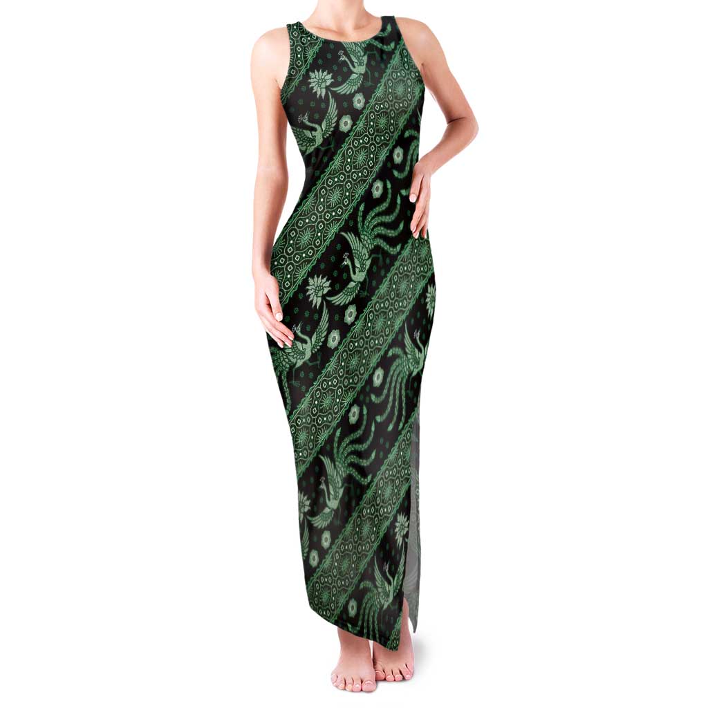 Indonesia Batik Pattern Tank Maxi Dress Green Version LT01 Women Green - Polynesian Pride