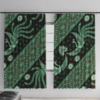 Indonesia Batik Pattern Window Curtain Green Version LT01 With Hooks Green - Polynesian Pride