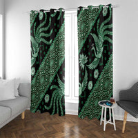 Indonesia Batik Pattern Window Curtain Green Version LT01 With Grommets Green - Polynesian Pride