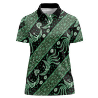Indonesia Batik Pattern Women Polo Shirt Green Version LT01 Female Green - Polynesian Pride