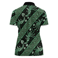 Indonesia Batik Pattern Women Polo Shirt Green Version LT01 - Polynesian Pride