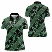 Indonesia Batik Pattern Women Polo Shirt Green Version LT01 - Polynesian Pride