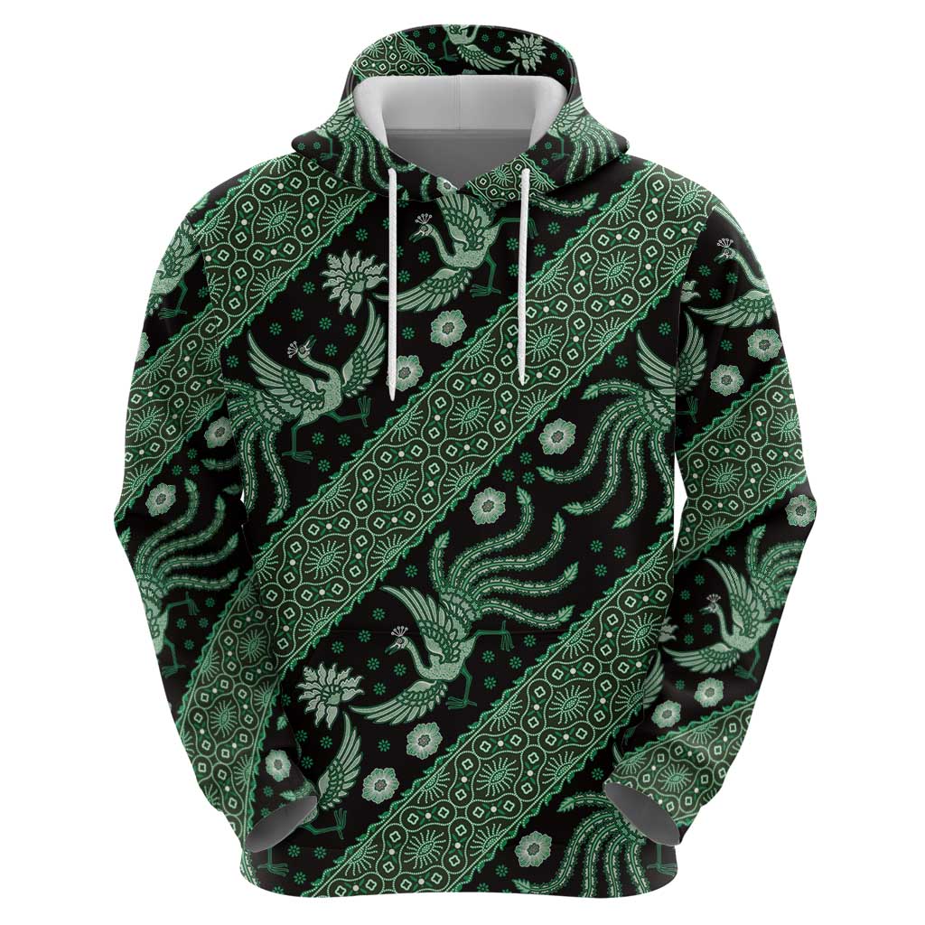 Indonesia Batik Pattern Zip Hoodie Green Version LT01 - Polynesian Pride