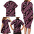 Indonesia Batik Pattern Family Matching Long Sleeve Bodycon Dress and Hawaiian Shirt Pink Version