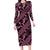 Indonesia Batik Pattern Family Matching Long Sleeve Bodycon Dress and Hawaiian Shirt Pink Version