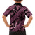 Indonesia Batik Pattern Family Matching Off The Shoulder Long Sleeve Dress and Hawaiian Shirt Pink Version