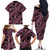 Indonesia Batik Pattern Family Matching Off The Shoulder Long Sleeve Dress and Hawaiian Shirt Pink Version