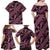 Indonesia Batik Pattern Family Matching Off Shoulder Maxi Dress and Hawaiian Shirt Pink Version