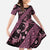 Indonesia Batik Pattern Family Matching Short Sleeve Bodycon Dress and Hawaiian Shirt Pink Version