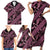 Indonesia Batik Pattern Family Matching Short Sleeve Bodycon Dress and Hawaiian Shirt Pink Version