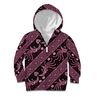 Indonesia Batik Pattern Kid Hoodie Pink Version LT01 Zip Hoodie Pink - Polynesian Pride