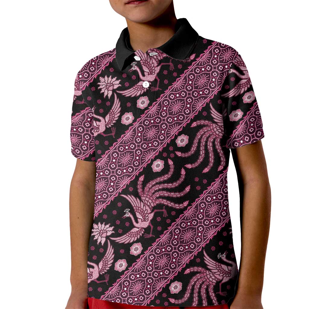 Indonesia Batik Pattern Kid Polo Shirt Pink Version LT01 Kid Pink - Polynesian Pride