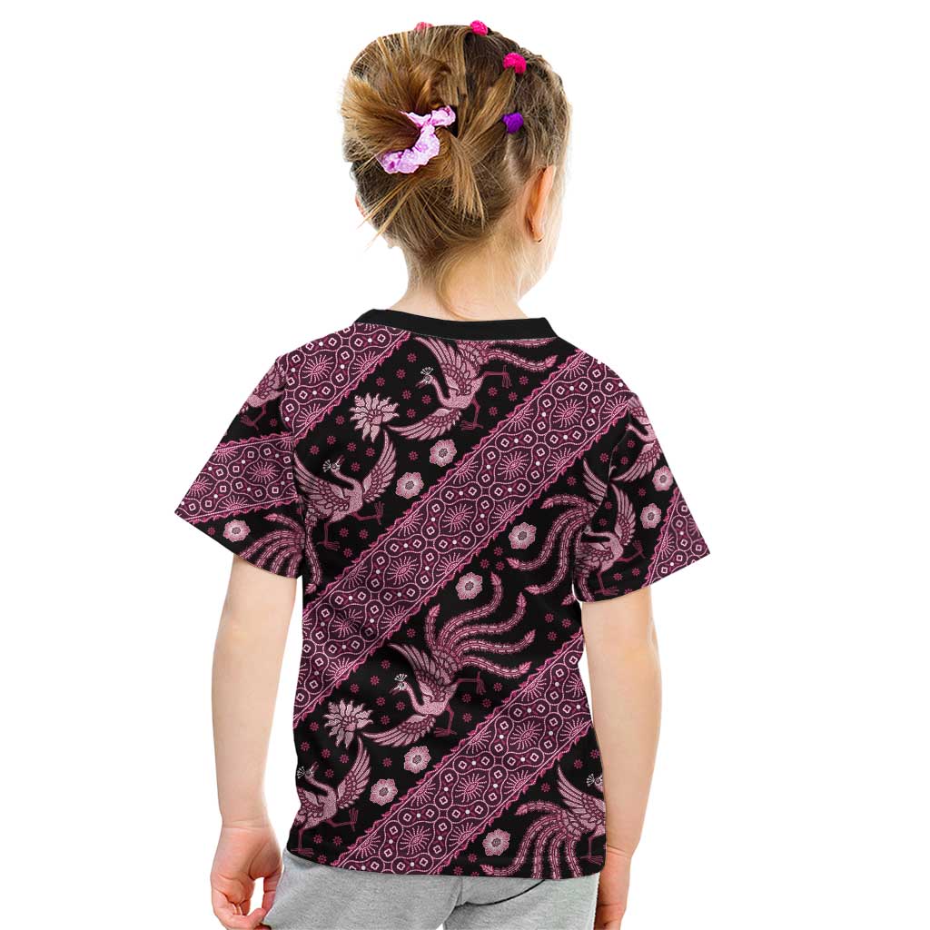 Indonesia Batik Pattern Kid T Shirt Pink Version LT01 - Polynesian Pride