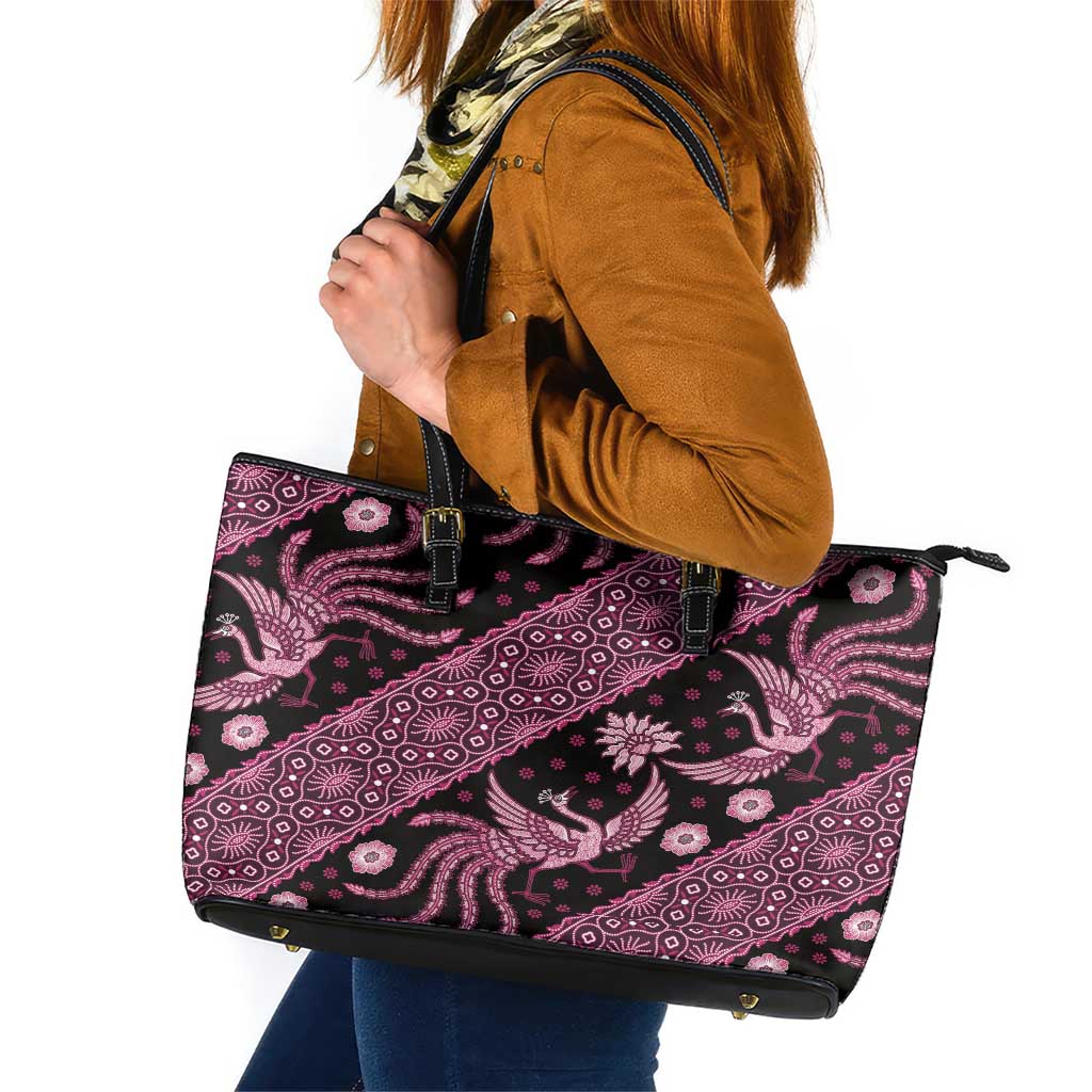 Indonesia Batik Pattern Leather Tote Bag Pink Version LT01 Pink - Polynesian Pride