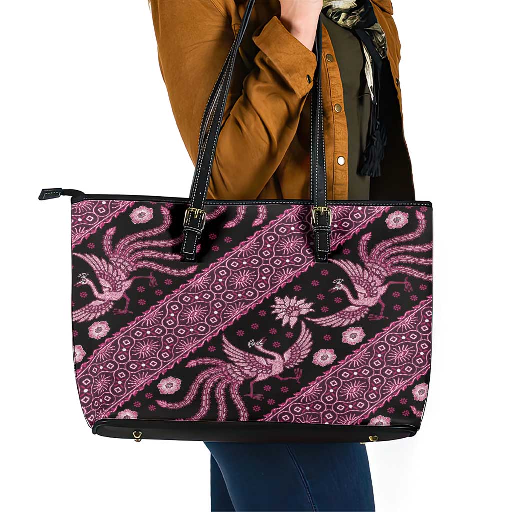 Indonesia Batik Pattern Leather Tote Bag Pink Version LT01 - Polynesian Pride