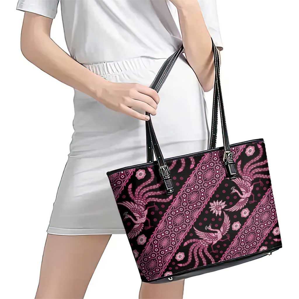 Indonesia Batik Pattern Leather Tote Bag Pink Version LT01 - Polynesian Pride