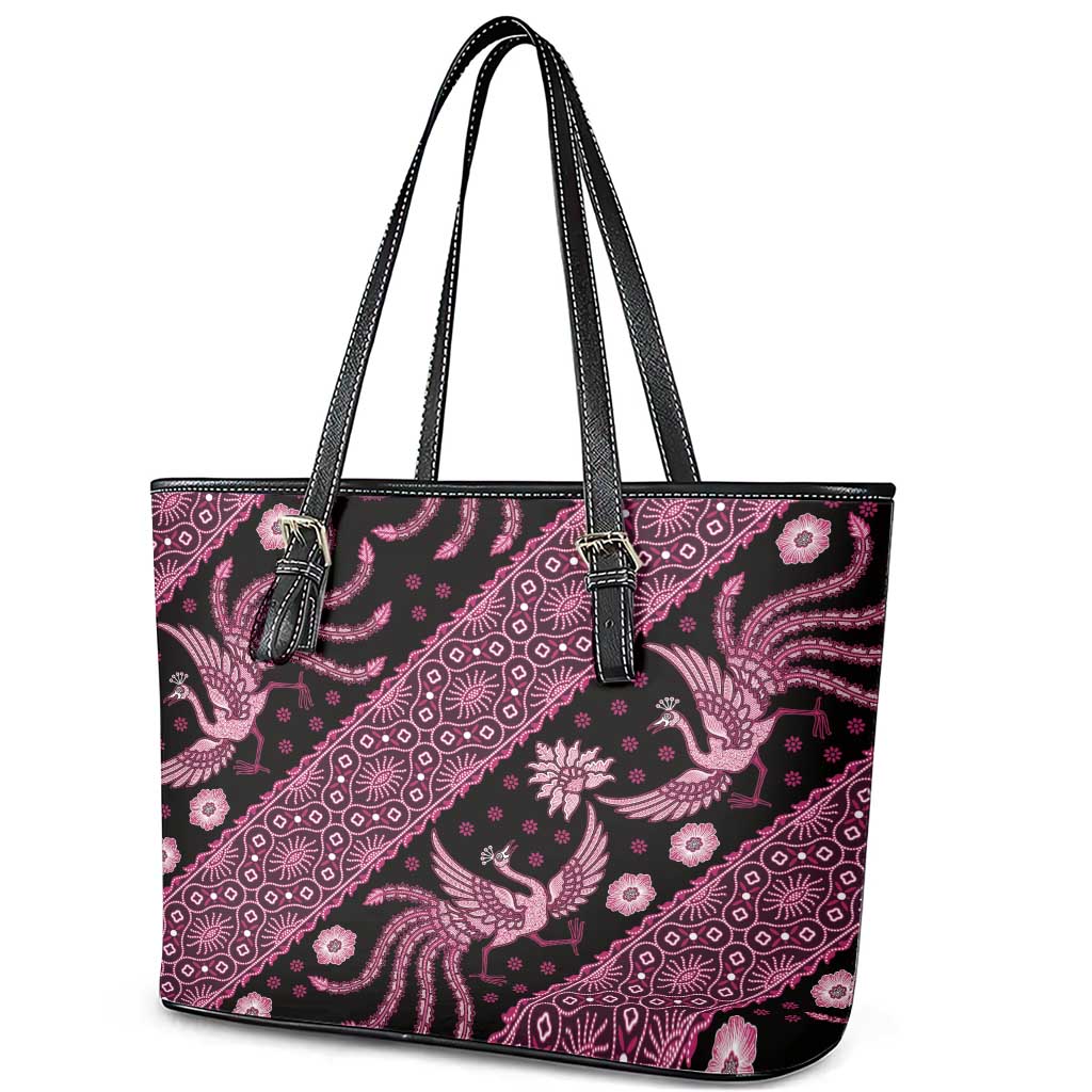Indonesia Batik Pattern Leather Tote Bag Pink Version LT01 - Polynesian Pride