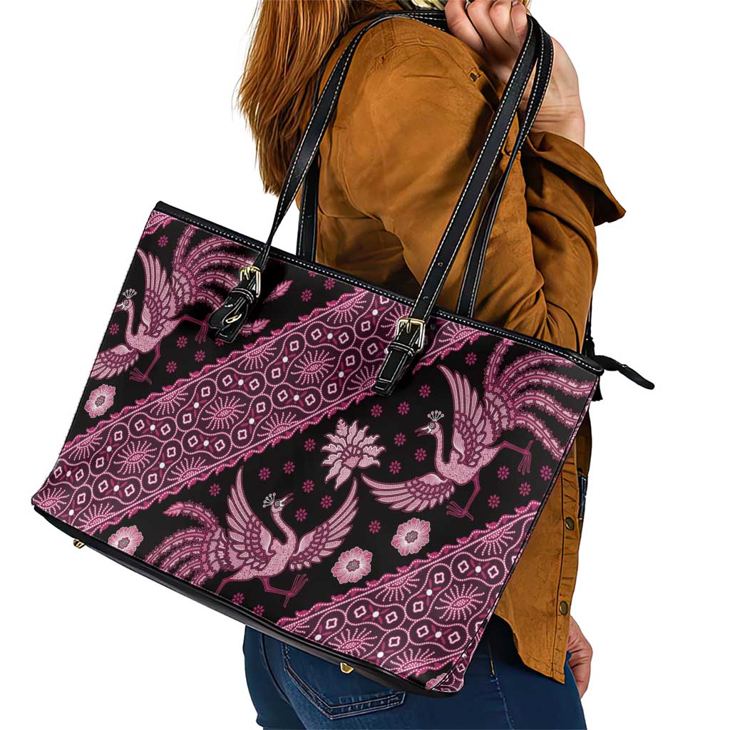Indonesia Batik Pattern Leather Tote Bag Pink Version LT01 - Polynesian Pride