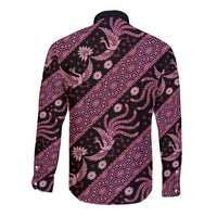 Indonesia Batik Pattern Long Sleeve Button Shirt Pink Version LT01 - Polynesian Pride