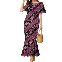 Indonesia Batik Pattern Mermaid Dress Pink Version LT01 Women Pink - Polynesian Pride