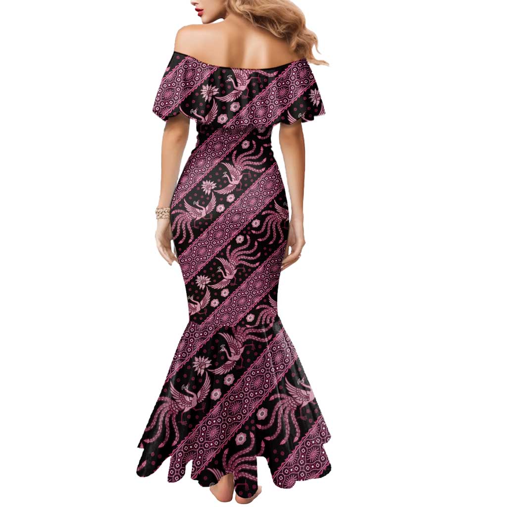 Indonesia Batik Pattern Mermaid Dress Pink Version LT01 - Polynesian Pride