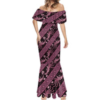 Indonesia Batik Pattern Mermaid Dress Pink Version LT01 - Polynesian Pride