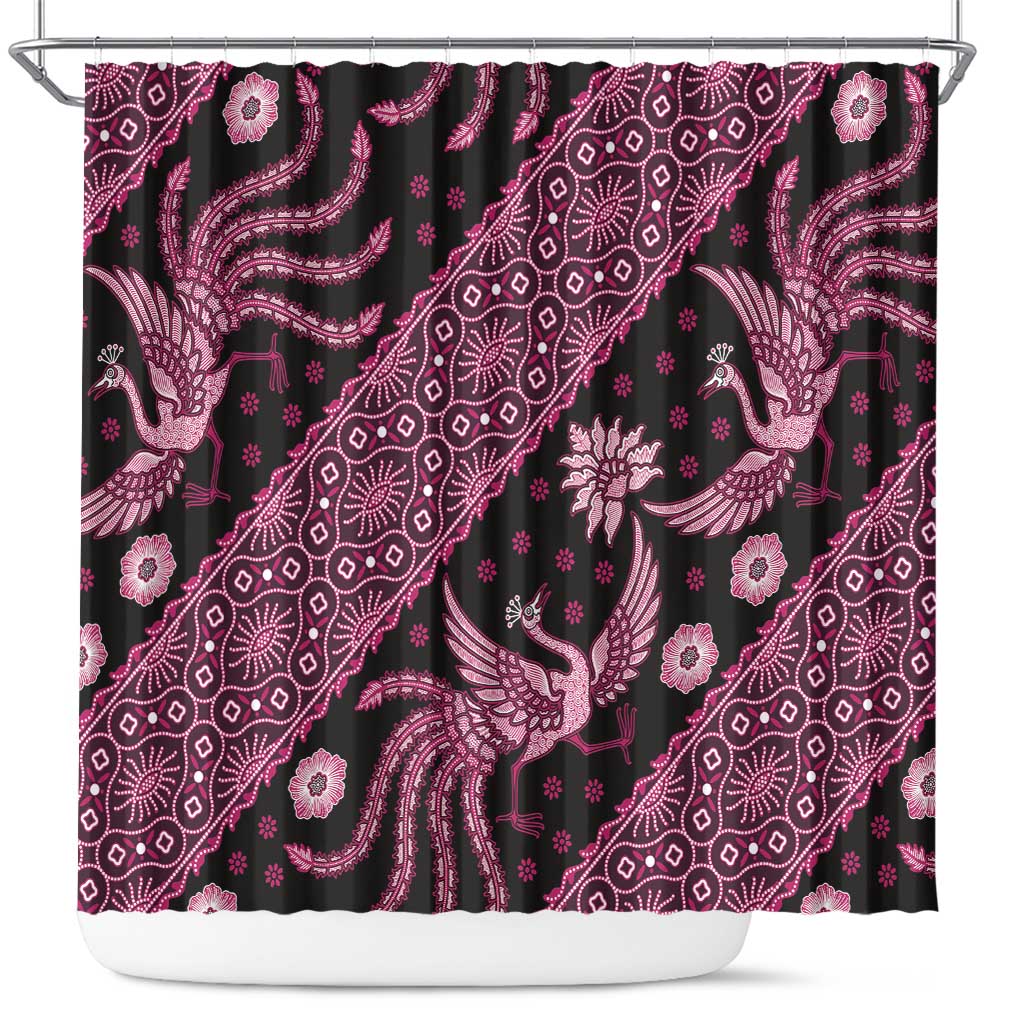 Indonesia Batik Pattern Shower Curtain Pink Version