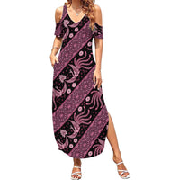 Indonesia Batik Pattern Summer Maxi Dress Pink Version LT01 Women Pink - Polynesian Pride