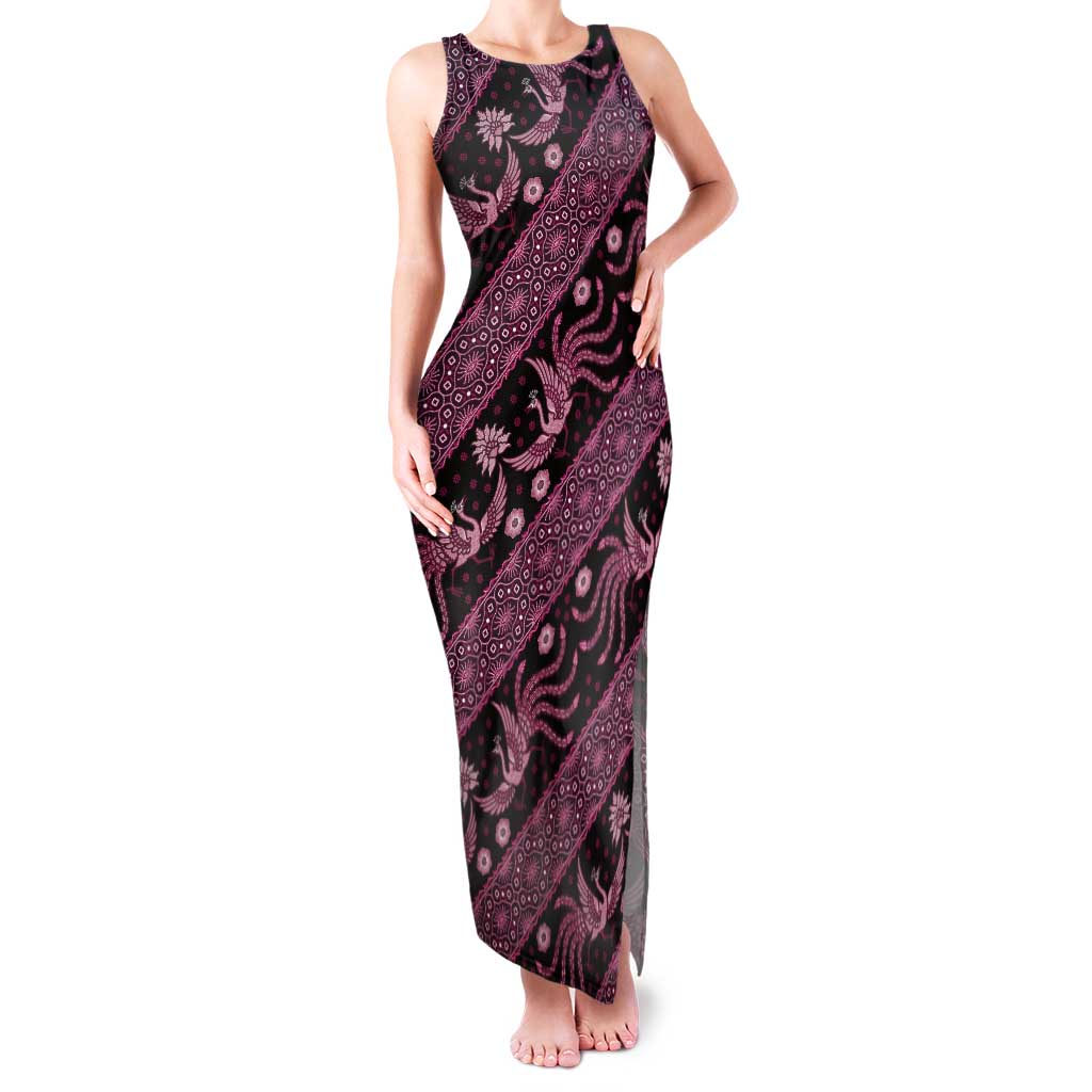 Indonesia Batik Pattern Tank Maxi Dress Pink Version LT01 Women Pink - Polynesian Pride