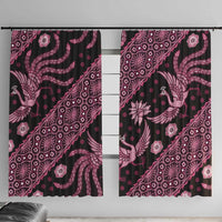 Indonesia Batik Pattern Window Curtain Pink Version LT01 With Hooks Pink - Polynesian Pride