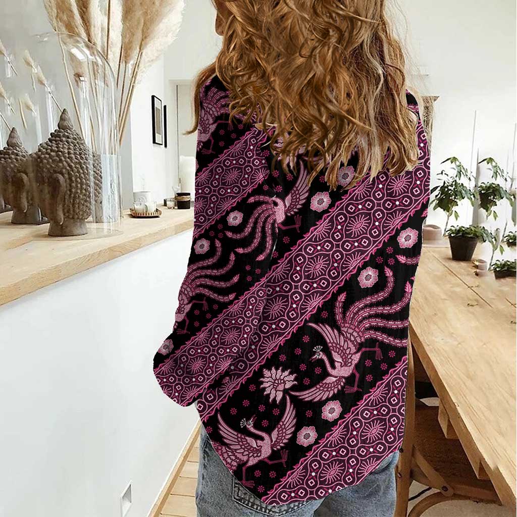 Indonesia Batik Pattern Women Casual Shirt Pink Version LT01 - Polynesian Pride