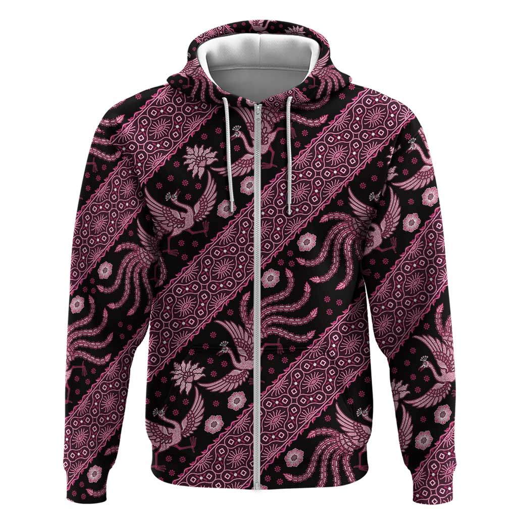 Indonesia Batik Pattern Zip Hoodie Pink Version LT01 Zip Hoodie Pink - Polynesian Pride