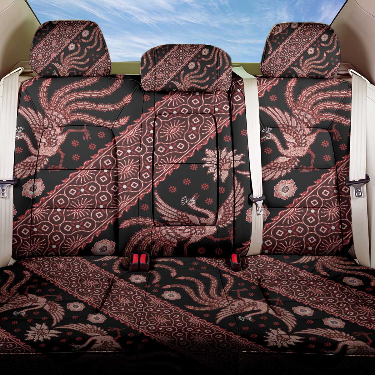 Indonesia Batik Pattern Back Car Seat Cover Red Version LT01 One Size Red - Polynesian Pride