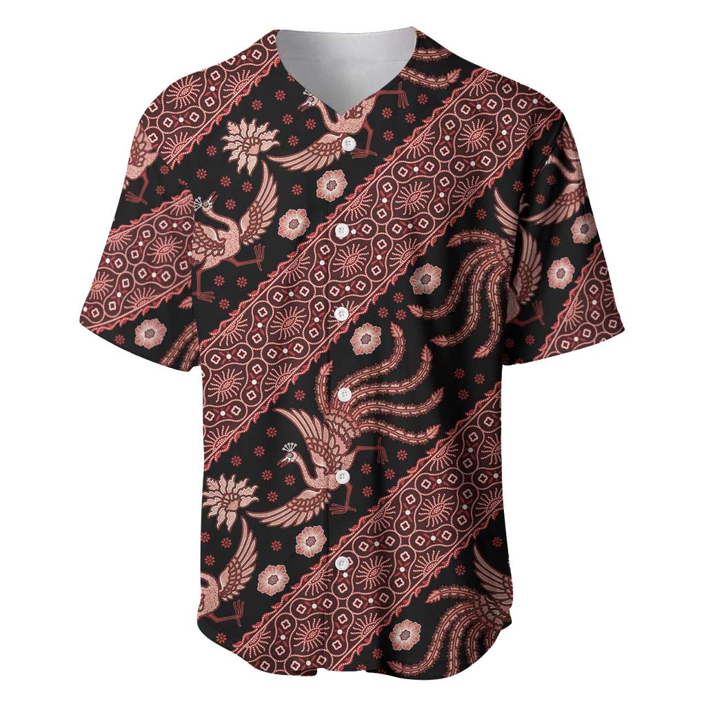 Indonesia Batik Pattern Baseball Jersey Red Version LT01 Red - Polynesian Pride