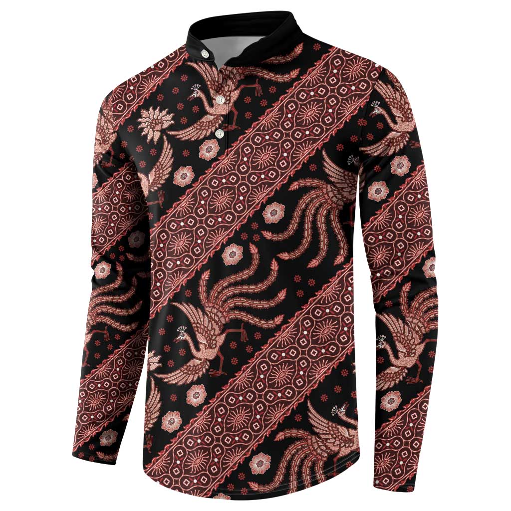 Indonesia Batik Pattern Button Sweatshirt Red Version LT01 - Polynesian Pride
