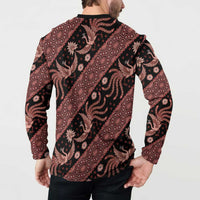 Indonesia Batik Pattern Button Sweatshirt Red Version LT01 - Polynesian Pride