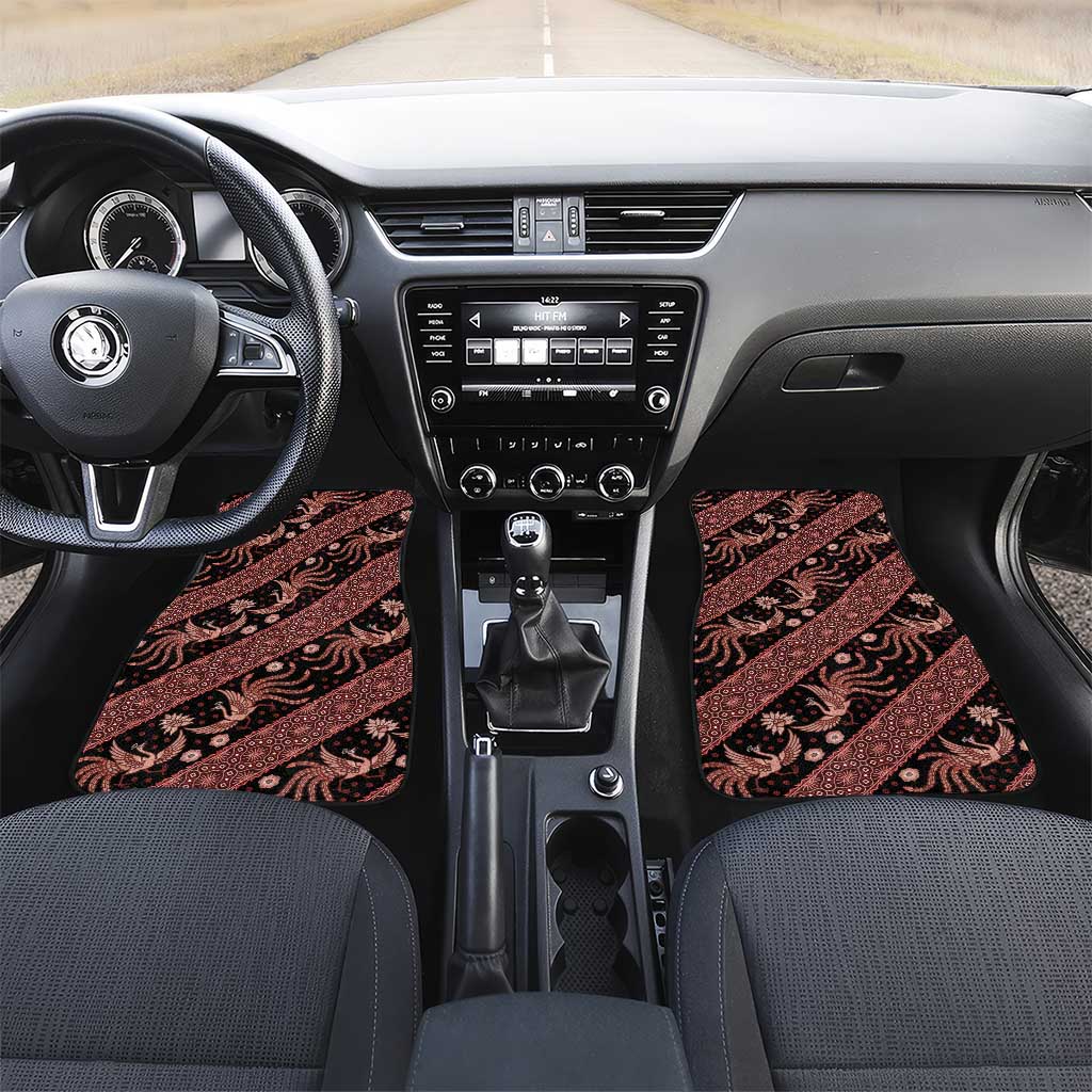 Indonesia Batik Pattern Car Mats Red Version LT01 Set 2pcs - Front Red - Polynesian Pride