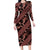 Indonesia Batik Pattern Family Matching Long Sleeve Bodycon Dress and Hawaiian Shirt Red Version