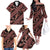 Indonesia Batik Pattern Family Matching Off The Shoulder Long Sleeve Dress and Hawaiian Shirt Red Version