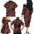 Indonesia Batik Pattern Family Matching Off The Shoulder Long Sleeve Dress and Hawaiian Shirt Red Version